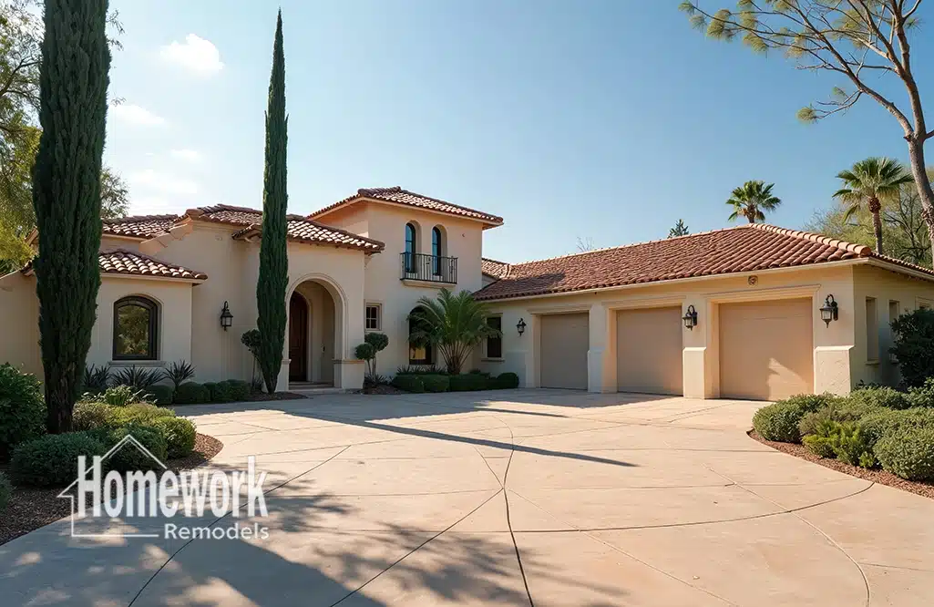Phoenix Homes: A house with a driveway and trees.